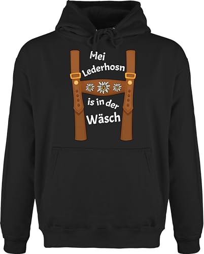 Hoodie Herren Pullover Männer - Kompatibel mit Oktoberfest - Meine Lederhose ist in der Wäsche - MEI Lederhosn is in da Wäsch - S - Schwarz - bayrische Lederhosen Octoberfest bayerischer Tracht von Shirtracer