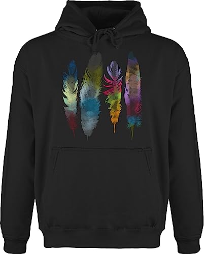 Shirtracer Hoodie Herren Pullover Männer - Kunst - Federn Wasserfarbe Watercolor Feathers - 3XL - Schwarz - Art Hippie Motiven Feder Feather Wasserfarben von Shirtracer