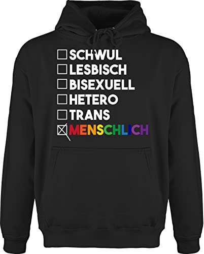 Hoodie Herren Pullover Männer - LGBTQ Kleidung Flag - Menschlich - Deine Wahl - Pride - Regenbogen - weiß - XS - Schwarz - CSD Outfit LGBT schwul Lesbian lqbtq Gay lgbtqia Queer Month von Shirtracer