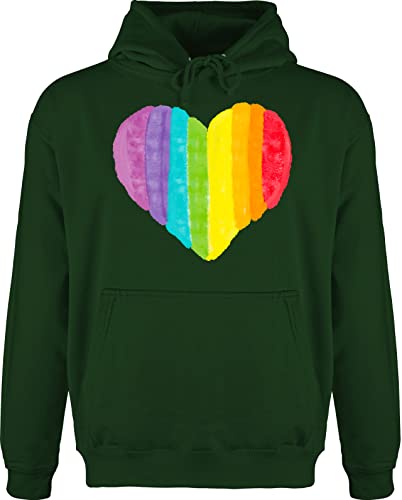 Hoodie Herren Pullover Männer - LGBTQ Kleidung Pride Flag - Regenbogen Herz - 3XL - Dunkelgrün - csd outfit lgbt gay hudis lesbian pulli lqbtq hudy lgbtqia bluza queer hoodies month z kapturem von Shirtracer