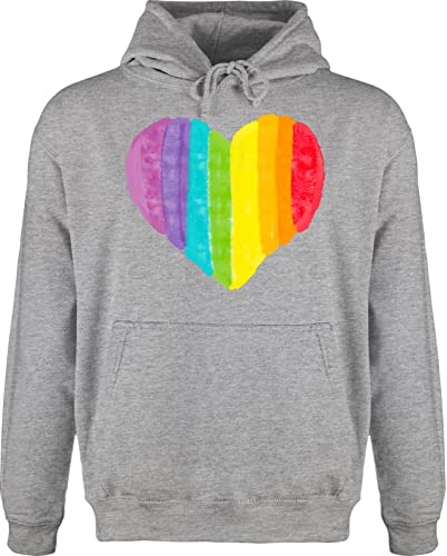 Shirtracer Hoodie Herren Pullover Männer - LGBTQ Kleidung Pride Flag - Regenbogen Herz - 4XL - Grau meliert - lqbtq Gay Bluza CSD Hudy lgbtqia Pulli LGBT hudis Lesbian Hoodies z kapturem Meska von Shirtracer