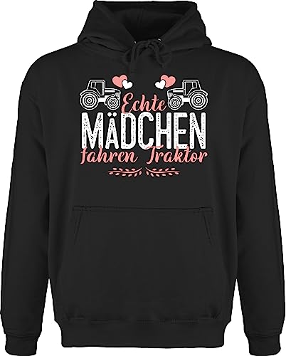 Hoodie Herren Pullover Männer - Landwirt Geschenk Bauer - Echte Mädchen Fahren Traktor weiß/rosa - XL - Schwarz - Bauern trecker Kuschelpullover Landwirtschaft für Landwirte Pulli Farmer pullis von Shirtracer