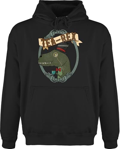 Hoodie Herren Pullover Männer - Manga & Comic Zubehör - Tea-Rex Rahmen - 4XL - Schwarz - Dinosaur Sweater t-rex t rex tearex trex Tea Dinosaurier von Shirtracer