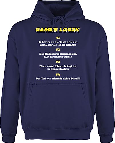 Hoodie Herren Pullover Männer - Nerd Geschenke - Gamer Logik - XS - Navy Blau - zocken geschenk kapuzenpullover sprüche zocker gaming kuschelpullover für geek fakten pulli mann nerds ich bin von Shirtracer