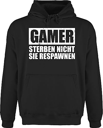 Hoodie Herren Pullover Männer - Nerd Geschenke - Gamer sterben Nicht sie respawnen Schriftzug - weiß - L - Schwarz - Kapuzenpullover sprüche zocker Nicht. Hoodies zocken Pulli Geek für Nerds von Shirtracer