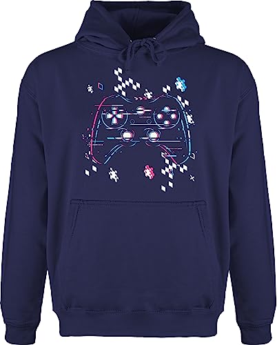 Hoodie Herren Pullover Männer - Nerd Geschenke - Gaming Controller Glitch - XXL - Navy Blau - Kapuzenpullover sprüche Gamer zocker Pulli zocken jh001 Geek hoodis Nerds hoddis Geeks nerdgeschenk von Shirtracer