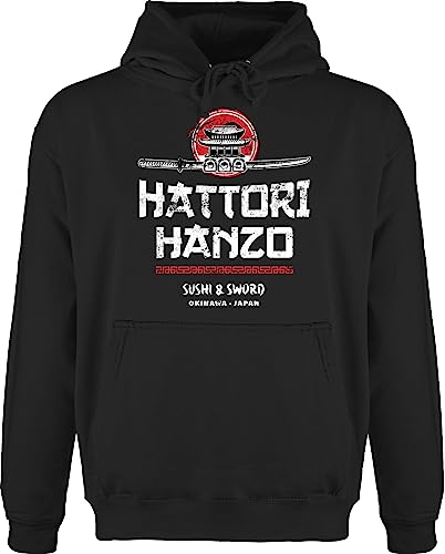Hoodie Herren Pullover Männer - Nerd Geschenke - Hattori Hanzo Sushi & Sword Vintage - XL - Schwarz - zocker Kapuze Gamer Pulli Gaming Fun-Kapuzenpullover zocken Geschenk Hoodies Geek Hoody mit von Shirtracer