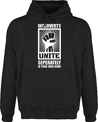 Hoodie Herren Pullover Männer - Nerd Geschenke - Introverts Unite! Separately in Your own Home - weiß - XXL - Schwarz - Unite Kapuzenpullover sprüche Gamer zocker Introvert zocken Geek Nerds von Shirtracer