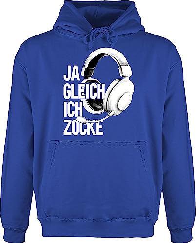 Hoodie Herren Pullover Männer - Nerd Geschenke - Ja gleich ich zocke - L - Royalblau - kapuzenpullover sprüche gamer zocker pulli zocken fun-kapuzenpullover geek hoodies nerds pullis geeks hoody von Shirtracer