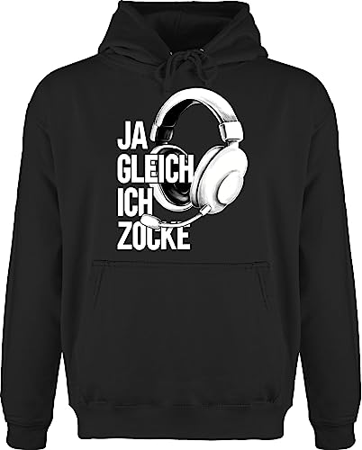 Hoodie Herren Pullover Männer - Nerd Geschenke - Ja gleich ich zocke - XXL - Schwarz - kapuzenpullover sprüche gamer zocker pulli zocken fun-kapuzenpullover geek hoodies nerds pullis geeks hoody von Shirtracer