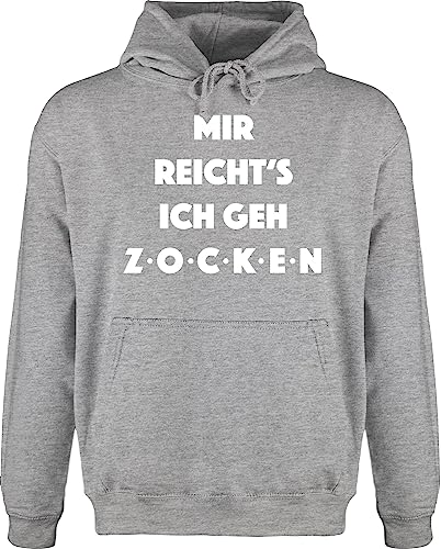 Hoodie Herren Pullover Männer - Nerd Geschenke - Mir reichts ich geh zocken - XL - Grau meliert - zocker gamer geschenk für computer nerds kapuzenpullover sprüche statement gaming hoddys geeks von Shirtracer