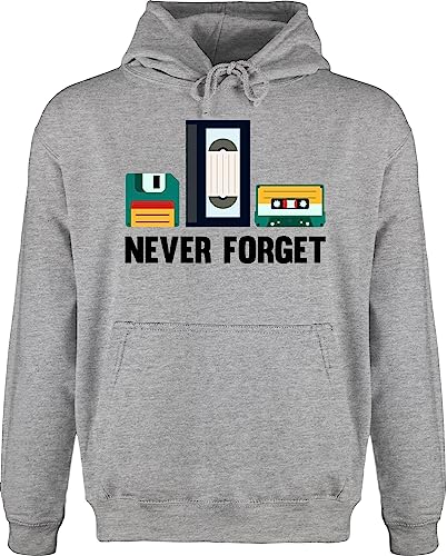 Shirtracer Hoodie Herren Pullover Männer - Nerd Geschenke - Never Forget - 5XL - Grau meliert - Kapuzenpullover sprüche Gamer zocker zocken Geek Nerds Geeks nerdgeschenk Gaming nerdige computerfreaks von Shirtracer