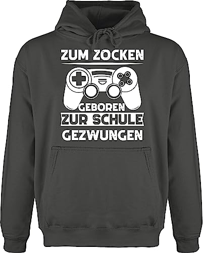 Hoodie Herren Pullover Männer - Nerd Geschenke - Zum zocken geboren Schule gezwungen - XS - Anthrazit - zocker Geschenk Kapuzenpullover sprüche Gamer Geek zock Pulli Nerds Game Hoodies Geeks Hoodie Herren Pullover Männer - Nerd Geschenke - Zum zocken geboren Schule gezwungen - XS - Anthrazit - zocker Geschenk Kapuzenpullover sprüche Gamer Geek zock Pulli Nerds Game Hoodies Geeks von Shirtracer