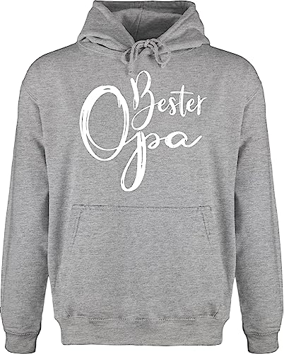 Hoodie Herren Pullover Männer - Geschenke - Bester Opa Schreibschrift - weiß - 3XL - Grau meliert - opi geschenk vstertag vatwrtag vatertsg vatertah für grossvater batertag vatertagsgeschenk von Shirtracer