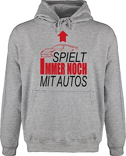 Shirtracer Hoodie Herren Pullover Männer - Partner-Look Familie Papa - Spielt immernoch mit Autos - XXL - Grau meliert - jh001 Partner Look Hoodies Hoodies/pullis pullis Kordel Partnerlook Immer noch von Shirtracer