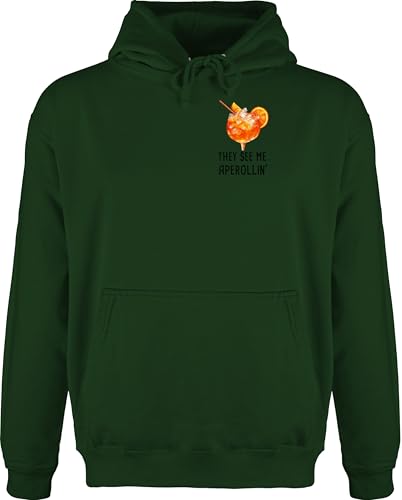 Hoodie Herren Pullover Männer - Party & Alkohol - They See me Aperollin | Aperol Spritz | Aperol Geschenk | Holy Aperoli | JGA | Mädelsabend | Aperol Kostüm - L - Dunkelgrün - Sauf Pulli Alki von Shirtracer