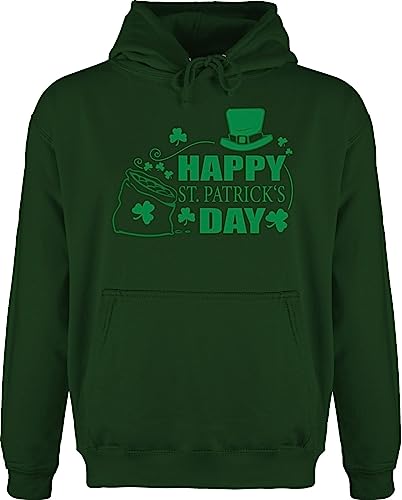 Hoodie Herren Pullover Männer - Patricks - Happy St. Patrick's Day Kleeblätter - 3XL - Dunkelgrün - Kleidung zum Saint Patrick Sankt st Pulli s Paddys Hoody Outfit st.Patricks Huddy irische von Shirtracer