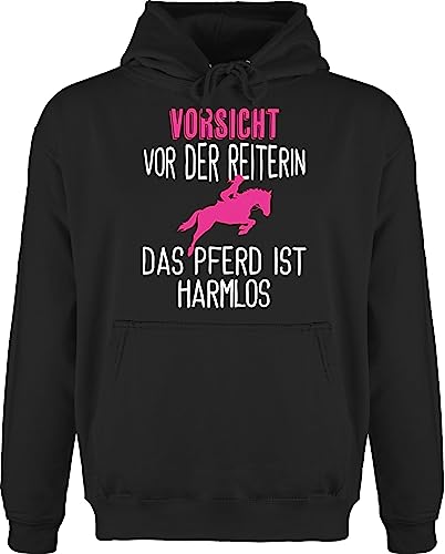 Hoodie Herren Pullover Männer - Pferde Geschenk und Reiten Zubehör - Vorsicht vor der Reiterin Fuchsia/weiß - XS - Schwarz - Pferd das ist harmlos Pulli Reiter pullis pferdemotiv Hoody von Shirtracer