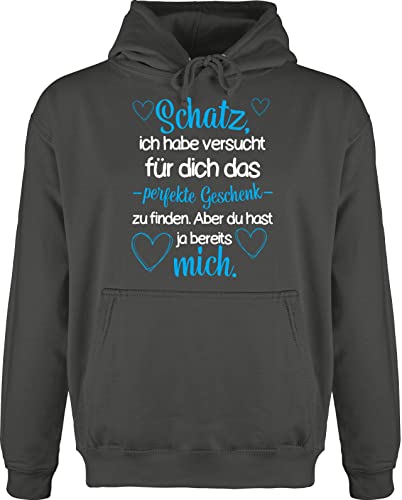 Hoodie Herren Pullover Männer - Schatz Ich Habe versucht Finden - Valtentinstagsgeschenk Hab Dich Lieb Valentinstag Partner Geschenke - XXL - Anthrazit von Shirtracer