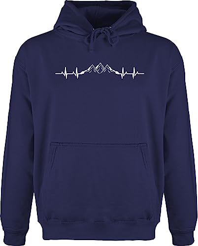 Hoodie Herren Pullover Männer - Skiurlaub Apres Ski - Berge Herzschlag - L - Navy Blau - mit Skifahren Berg apred wandern Kletter Skifahrer Mountains Kapuze valentinstaggeschenk Wander jh001 von Shirtracer