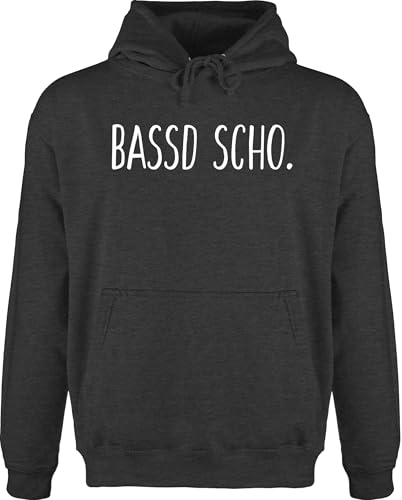 Shirtracer Hoodie Herren Pullover Männer - Sprüche Statement - Bassd Scho - XXL - Anthrazit meliert - mit Aufschrift Bast pullis Statements bayrischer Witz Hoodies sprüchen￼ Pulli Spruch Hoody Kapuze von Shirtracer