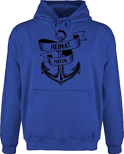 Hoodie Herren Pullover Männer - Sprüche Statement - Heimathafen Anker - XXL - Royalblau - mit Aufschrift Kapuzenpullover Statements Spruch von Shirtracer