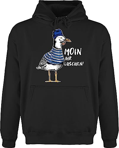 Shirtracer Hoodie Herren Pullover Männer - Sprüche Statement - Moin Ihr Luschen - Coole Möwe - Weiß - 5XL - Schwarz - mit Aufschrift möwen Pulli Statements möwe, Fun-Kapuzenpullover sprüchen nordsee Shirtracer Hoodie Herren Pullover Männer - Sprüche Statement - Moin Ihr Luschen - Coole Möwe - Weiß - 5XL - Schwarz - mit Aufschrift möwen Pulli Statements möwe, Fun-Kapuzenpullover sprüchen nordsee von Shirtracer