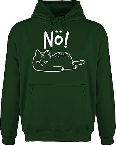 Hoodie Herren Pullover Männer - Sprüche Statement - Nö Katze Weiß - L - Dunkelgrün - hoody mit aufschrift katzen hoodies/pullis spruch katzenmotiv huddis hudi kapuzenpullover hoddies/pullies von Shirtracer