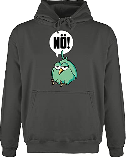 Shirtracer Hoodie Herren Pullover Männer - Sprüche Statement - Nö - Vogel - weiß - L - Anthrazit - mit Aufschrift Kapuzenpullover Statements Hoody sprüchen￼ Kapuze Spruch Pulli Hoddies/pullies hudis von Shirtracer