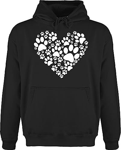 Hoodie Herren Pullover Männer - Sprüche Statement - Pfoten Herz - XS - Schwarz - mit aufschrift dog pulli statements paws hoody sprüchen￼ hund oberteil tier kapuzenpullover pfote jh001 hunde von Shirtracer