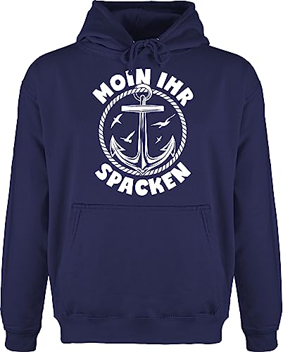 Hoodie Herren Pullover Männer - Sprüche Statement Spruch - Moin Ihr Spacken mit Anker I - 5XL - Navy Blau - sprüche+Pullover sprueche spacke Fun-Kapuzenpullover sprueche+Pullover sprüchen von Shirtracer