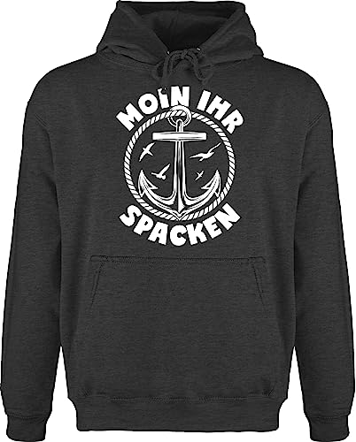 Shirtracer Hoodie Herren Pullover Männer - Sprüche Statement Spruch - Moin Ihr Spacken mit Anker I - XXL - Anthrazit meliert - sprüche+Pullover sprueche spacke Fun-Kapuzenpullover sprueche+Pullover von Shirtracer