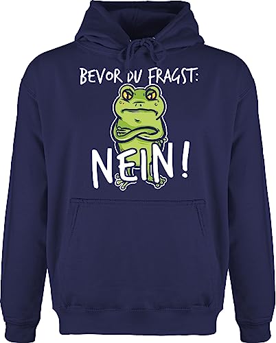 Hoodie Herren Pullover Männer - Sprüche Statement mit Spruch - Bevor du fragst: Nein! - Frosch - Weiß - XXL - Navy Blau - pullis witzige kapuze sprüchen drauf polloverer lustige hudis pulis von Shirtracer