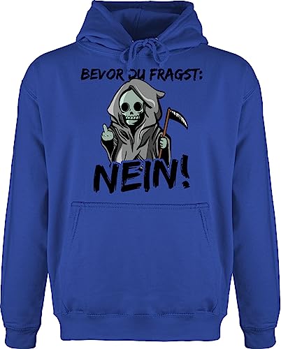 Hoodie Herren Pullover Männer - Sprüche Statement mit Spruch - Bevor du fragst: Nein! - Sensenmann - Schwarz - 3XL - Royalblau - witzige sprüchen drauf lustige sprueche+pullover spruch. nein von Shirtracer