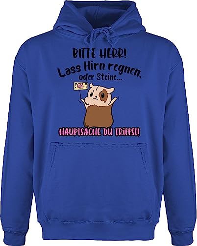 Hoodie Herren Pullover Männer - Sprüche Statement mit Spruch - Bitte Herr lass Hirn regnen oder Steine I Geschenk Büro Arbeit Kollegen Lustig - M - Royalblau - pullis lustigen sprüchen gott von Shirtracer