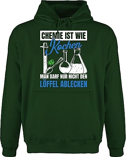 Hoodie Herren Pullover Männer - Sprüche Statement mit Spruch - Chemie ist wie Kochen man darf nur nicht den Löffel ablecken - L - Dunkelgrün - sprüche+pullover sprüchen oberteil spruche hudis von Shirtracer