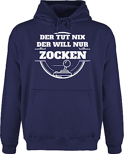 Hoodie Herren Pullover Männer - Sprüche Statement mit Spruch - Der TUT nix der Will nur zocken - 4XL - Navy Blau - sprüche+Pullover sprueche zock Pulli sprueche+Pullover sprüchen zocke pullis von Shirtracer