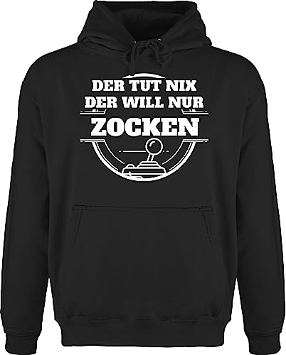 Hoodie Herren Pullover Männer - Sprüche Statement mit Spruch - Der TUT nix der Will nur zocken - XXL - Schwarz - Pulli Geschenk Nerd pullis sprüchen kaputzenpuloverer sprüche+Pullover nerdige von Shirtracer