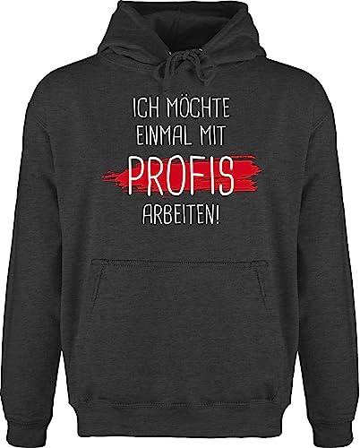 Hoodie Herren Pullover Männer - Sprüche Statement Spruch - Einmal mit Profis arbeiten - XL - Anthrazit meliert - aufschrift jh001 sprüchen hoodies/pullis drauf pollover huddis hudis kapuzenpulli von Shirtracer