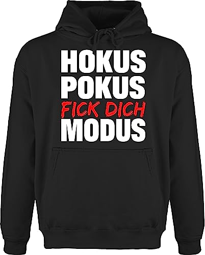 Hoodie Herren Pullover Männer - Sprüche Statement mit Spruch - Hokus Pokus Fick dich Modus Rot/Weiss - 3XL - Schwarz - geschenk zur einschulung f hudis sprüche+pullover sprüchen pullis sprüche, von Shirtracer