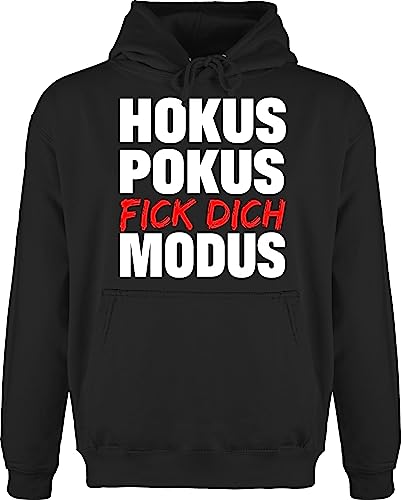Shirtracer Hoodie Herren Pullover Männer - Sprüche Statement mit Spruch - Hokus Pokus Fick Dich Modus Rot/Weiss - L - Schwarz - sprüche+Pullover sprueche f Pulli sprueche+Pullover sprüchen Hoodies von Shirtracer