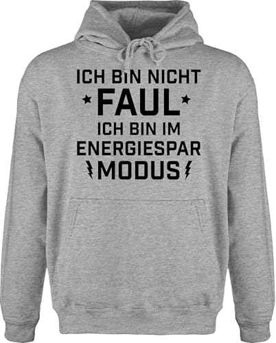 Hoodie Herren Pullover Männer - Sprüche Statement mit Spruch - Ich bin nicht Faul - Energiesparmodus - 4XL - Grau meliert - sprüche+pullover sprueche im pulli sprueche+pullover sprüchen pullis von Shirtracer