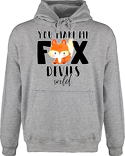 Hoodie Herren Pullover Männer - Sprüche Statement mit Spruch - You Make me Fox Devils wild - M - Grau meliert - Hoddy Herrenpullover Langarm Kapuzenshirt Kordel Hoody Kapuze Pulli Kapuzenpullover von Shirtracer