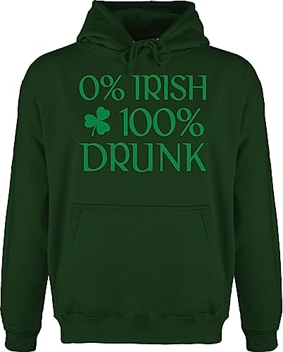 Hoodie Herren Pullover Männer - St. - 0% Irish 100% Drunk St Patricks Day - 3XL - Dunkelgrün - Kleidung zum Saint Patrick Sankt hoddys s Paddys Polluver Outfit st.Patricks Kuschelpullover von Shirtracer
