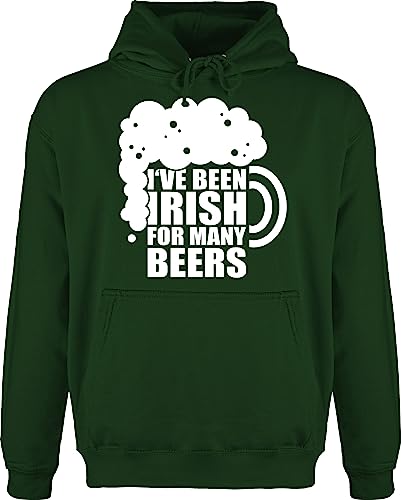 Hoodie Herren Pullover Männer - St. Patricks Day - I've Been Irish for Many Beers - weiß - XL - Dunkelgrün - Saint Patrick st Sankt Patrick's Patrick’s Irland Paddys st.Patrick s Geschenk Party von Shirtracer