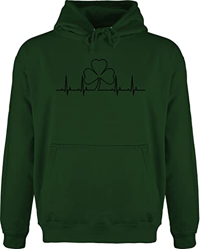 Hoodie Herren Pullover Männer - St. Patricks Day - Kleeblatt Herzschlag - 3XL - Dunkelgrün - Sankt Patrick Shamrock st.Patricks irische Produkte st.Patrick Saint Patrick’s irisch Irland von Shirtracer