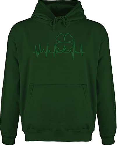 Hoodie Herren Pullover Männer - St. Patricks Day Kleeblatt Herzschlag - grün - L - Dunkelgrün - Kleidung zum Saint Patrick Sankt Pulli Outfit st Patrick's Paddys Hoody s st.Patricks irische von Shirtracer