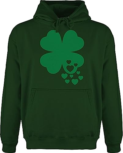 Hoodie Herren Pullover Männer - Länder Fahnen und Flaggen - Kleeblatt mit Herzen - L - Dunkelgrün - st patricks day kleidung zum saint patrick irland ireland irish irische produkte st.patrick von Shirtracer