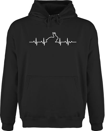 Hoodie Herren Pullover Männer - Tiere Meerschweinchen & Co. - Herzschlag Hase - XL - Schwarz - tiermotiv hasi pulli animal hasen hoody tiermotive rabbit herr tier ostern tieren kaninchen giraffe von Shirtracer