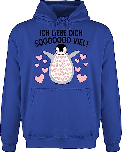 Shirtracer Hoodie Herren Pullover Männer - Ich Liebe Dich Soooo viel Pinguin - Valentinstag so viel Liebe Geschenk für Freund Freundin Ihn Sie Liebes Beweis Geschenkidee - M - Royalblau - Valentine von Shirtracer